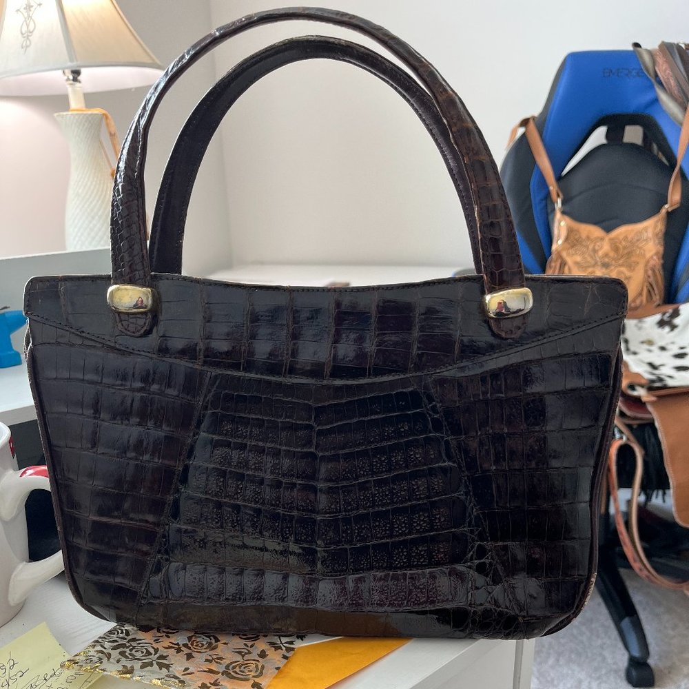 beautiful handbag reptile and leather